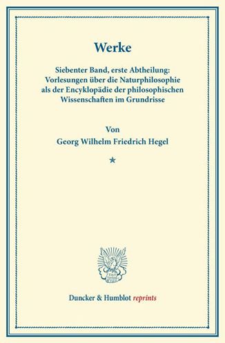 Werke; 7.Bd. - Hegel - Books -  - 9783428164783 - August 8, 2013