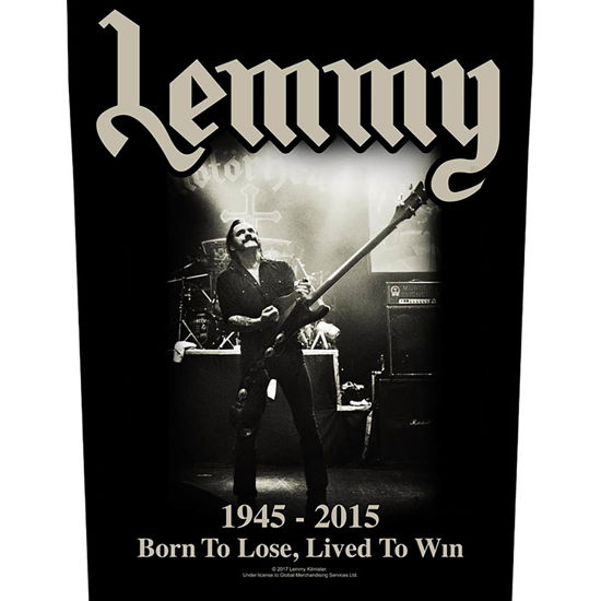 Lemmy Back Patch: Lived to Win - Lemmy - Produtos - Razamataz - 5055339777784 - 