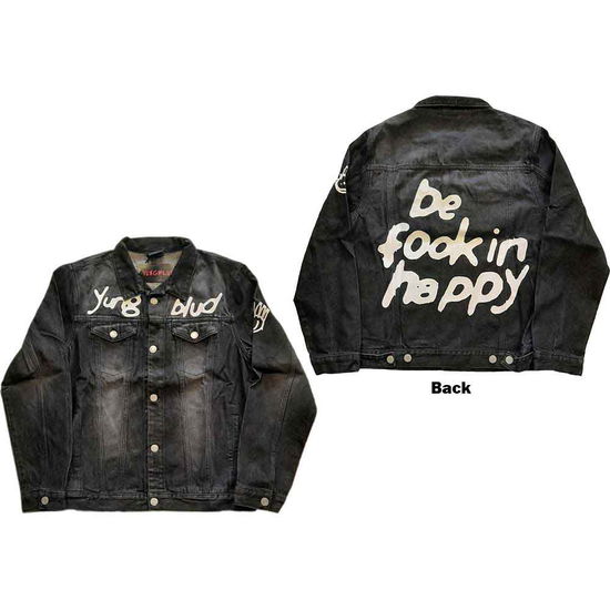 Yungblud Unisex Denim Jacket: Be Fooking Happy (Back & Sleeve Print) - Yungblud - Mercancía -  - 5056561014784 - 