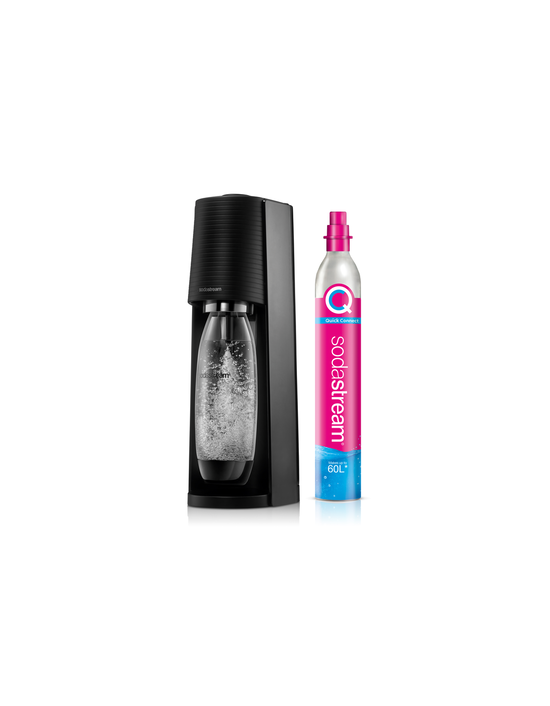 Cover for SodaStream Terra  Includes 1L Reusable Water Bottle  60L Quick Connect CO2 Gas Cylinder Black Kitchen (N/A)