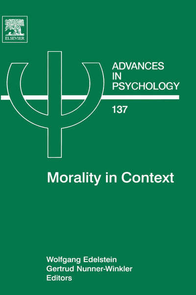 Cover for Wolfgang Edelstein · Morality in Context - Advances in Psychology (Hardcover Book) (2005)