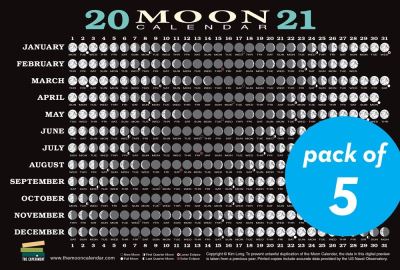 Cover for Kim Long · 2021 Moon Calendar Card (5 Pack): Lunar Phases, Eclipses, and More! (Flashcards) (2020)