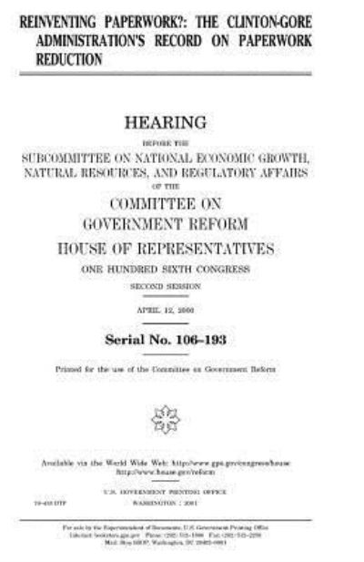 Cover for United States House of Representatives · Reinventing paperwork? (Paperback Book) (2018)