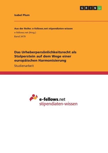 Cover for Plum · Das Urheberpersönlichkeitsrecht al (Book)
