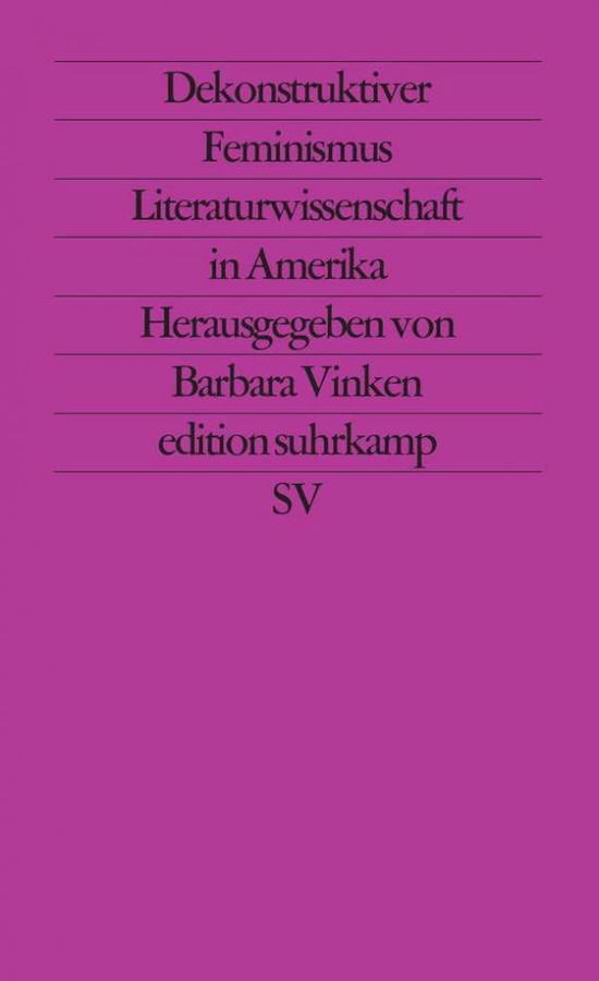 Cover for Barbara Vinken · Edit.Suhrk.1678 Dekonstrukt.Feminismus (Book)