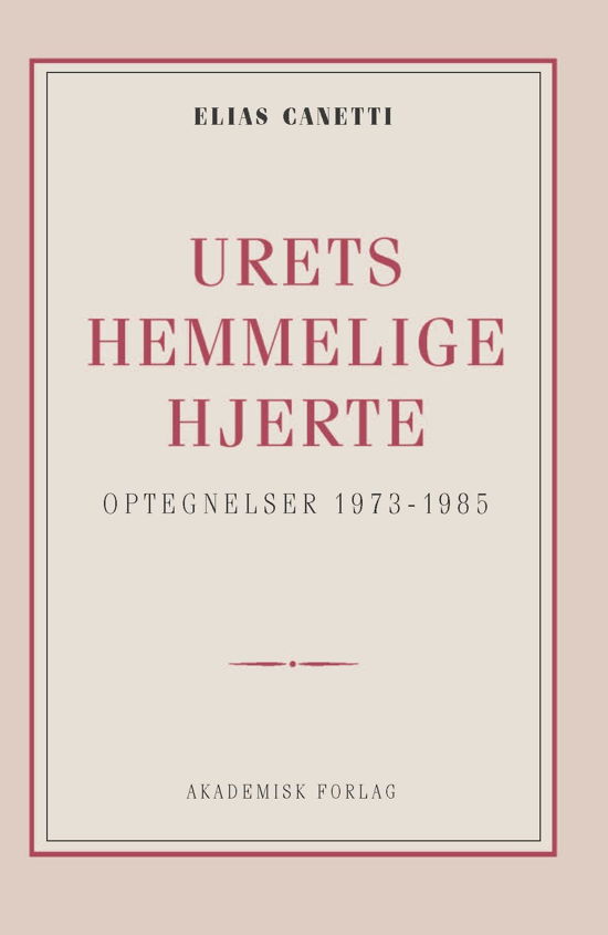 Cover for Elias Canetti · Urets hemmelige hjerte: optegnelser 1973-1985 (Hæftet bog) [1. udgave] (2019)