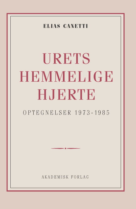 Cover for Elias Canetti · Urets hemmelige hjerte: optegnelser 1973-1985 (Heftet bok) [1. utgave] (2019)