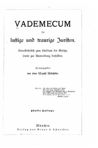 Cover for Vademecum Fur Lustige Und Traurige Juri · Vademecum fur lustige und traurige Juristen (Paperback Bog) (2016)