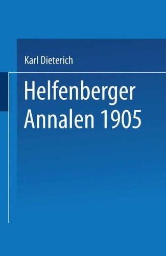 Cover for Eugen Dieterich · Helfenberger Annalen 1905: Band XVIII (Paperback Book) [1906 edition] (1906)