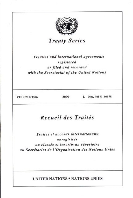 Cover for United Nations · Treaty Series: Volume 2596 (Paperback Book) (2013)