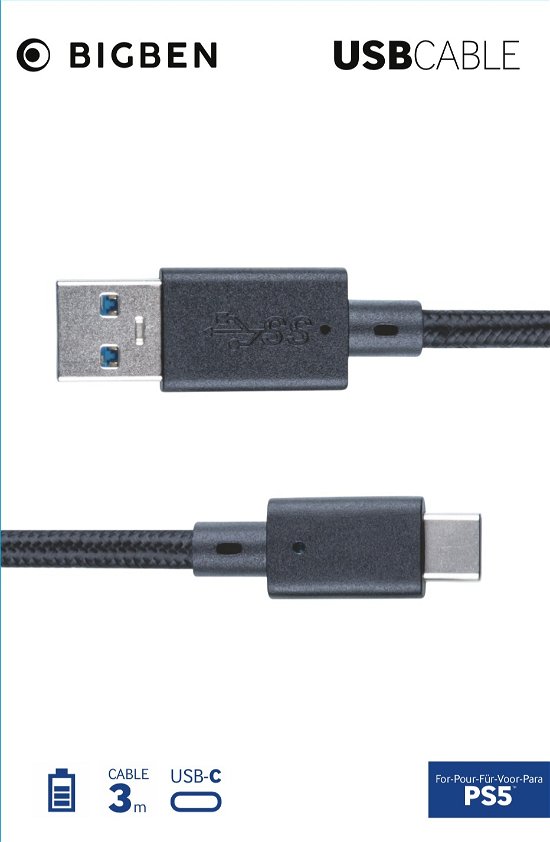 PS5 - USB-C Lade- und Datenkabel (3 Meter, Braid - Playstation 5 - Gadżety - NACON - 3665962004786 - 15 stycznia 2021