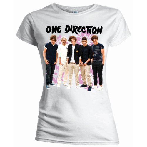 Cover for One Direction · One Direction Ladies T-Shirt: Flowers (Skinny Fit) (T-shirt) [size L] [White - Ladies edition]