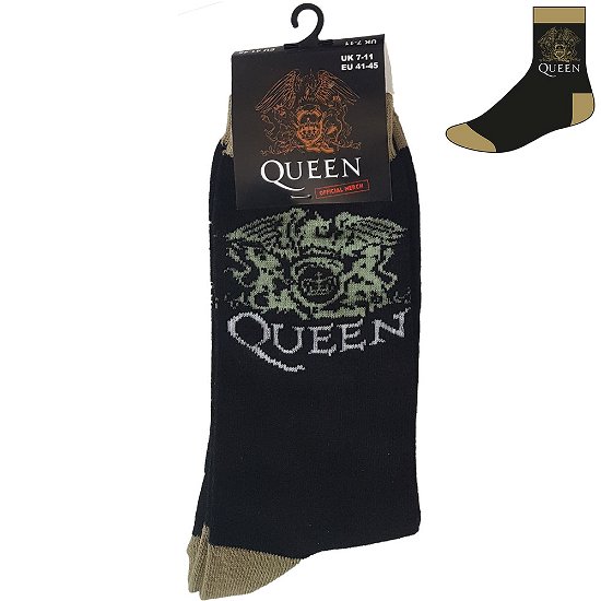 Cover for Queen · Queen Unisex Ankle Socks: Crest (UK Size 7 - 11) (Klær) [size M] [Black - Unisex edition]