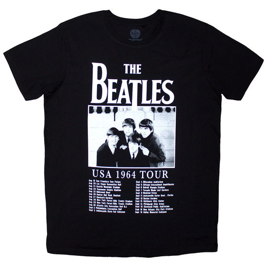 The Beatles Unisex T-Shirt: Tour '64 Dates (Black) - The Beatles - Produtos - - 5056836442786 - 3 de abril de 2025
