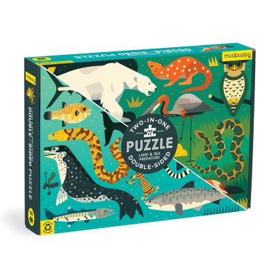 Land & Sea Predators 100 Piece Double-Sided Puzzle - Mudpuppy - Board game - Galison - 9780735376786 - January 19, 2023