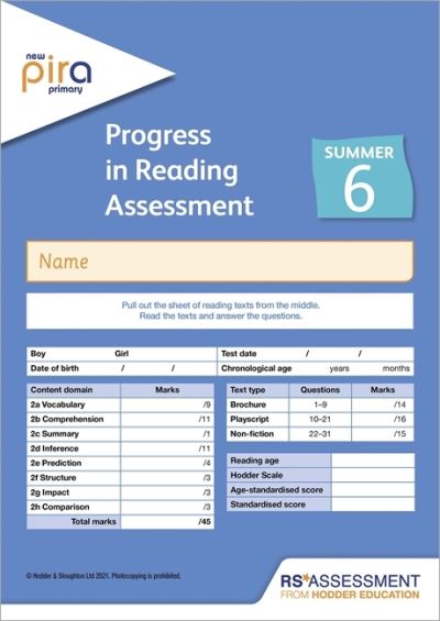 Cover for Colin McCarty · New PiRA Test 6, Summer PK10 (Progress in Reading Assessment) (Print) (2021)