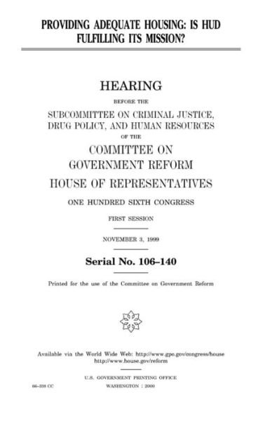 Cover for United States Congress · Providing adequate housing (Paperback Bog) (2018)