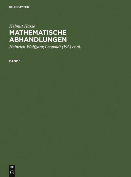 Cover for Hasse · Mathematische Abhandlungen.1 (Book) [German edition] (1975)