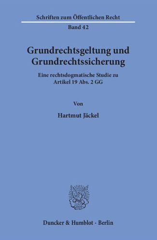 Cover for Jäckel · Grundrechtsgeltung und Grundrech (Book) (1967)