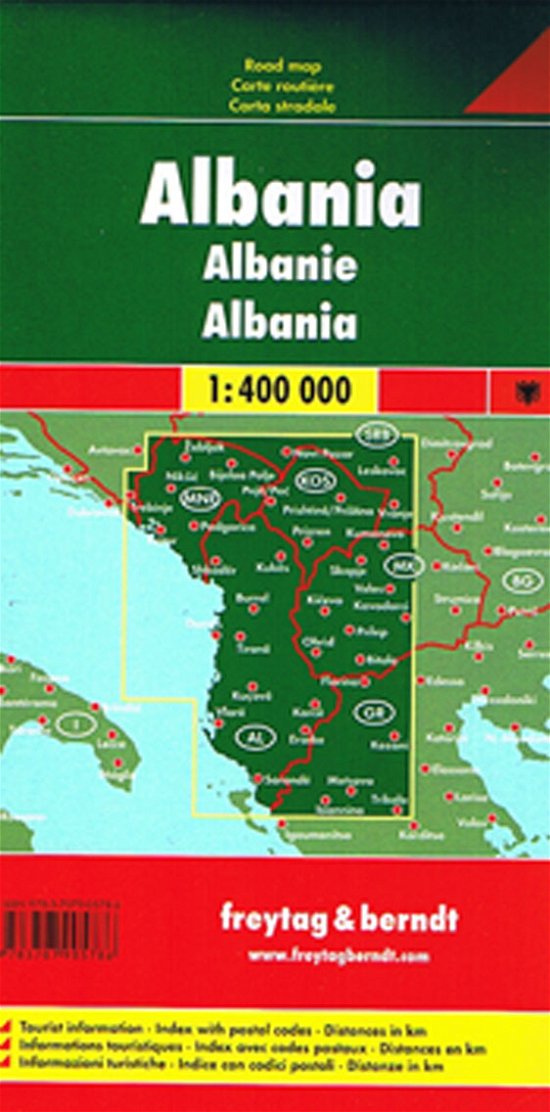 Cover for Freytag &amp; Berndt · Albania Road Map 1:400 000 (Map) [1. Painos] (2019)