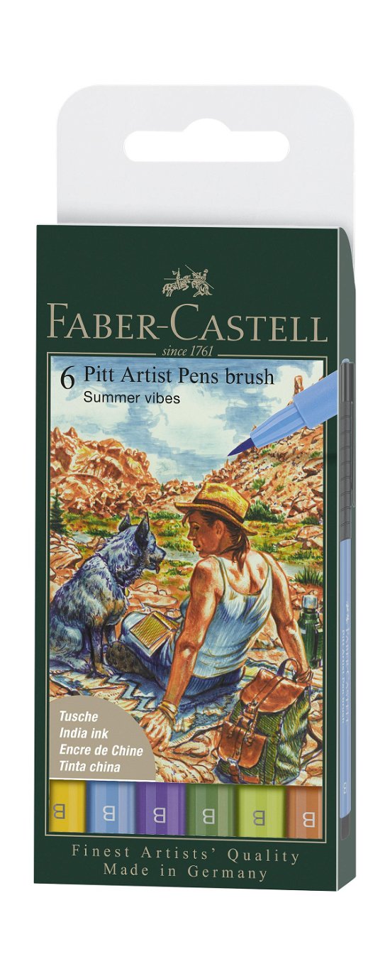 Cover for Faber · Faber-castell - India Ink Pitt Artist Pen B Summer (6 Pcs) (167178) (Legetøj)