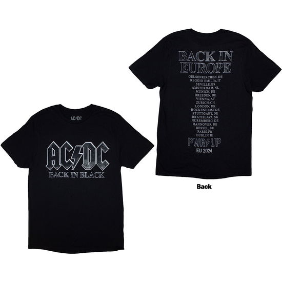 Cover for AC/DC · AC/DC Unisex T-Shirt: Back In Black PWR-UP EU Tour '24 (Back Print &amp; Ex-Tour) (T-shirt) [size M]