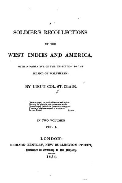 Cover for St Clair · A soldier's recollections of the West Indies and America (Paperback Bog) (2015)