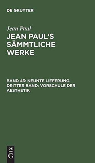 Cover for Jean Paul · Neunte Lieferung Vorschule der Aesthetik (Book) (1901)