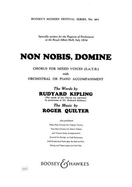 Cover for Quilter · Non Nobis, Domine.BH2178 (Book)