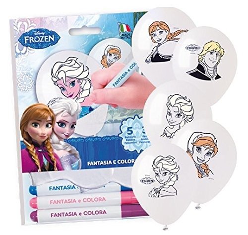 Frozen - Kit Palloncini Fantasia E Colora - 5 Palloncini Con Pennarelli - Frozen - Merchandise -  - 8025182186788 - 