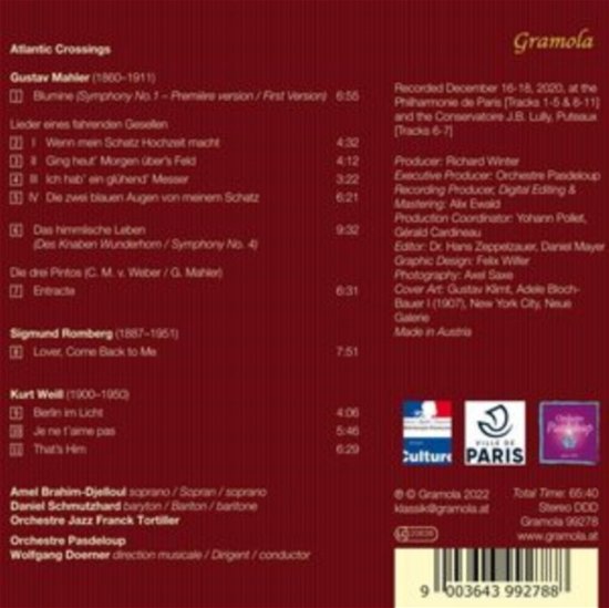 Atlantic Crossings - Mahler / Schmutzhard / Orchestre Pasdeloup - Musik - GRAMOLA - 9003643992788 - 6 januari 2023