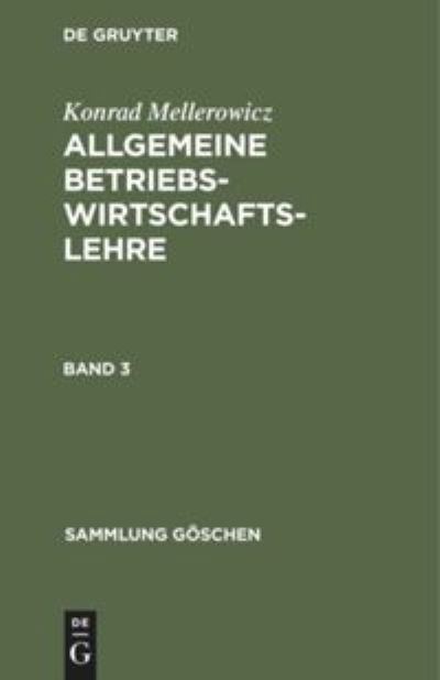 Cover for Konrad Mellerowicz · Allgemeine Betriebswirtschaftslehre (Book) (1971)