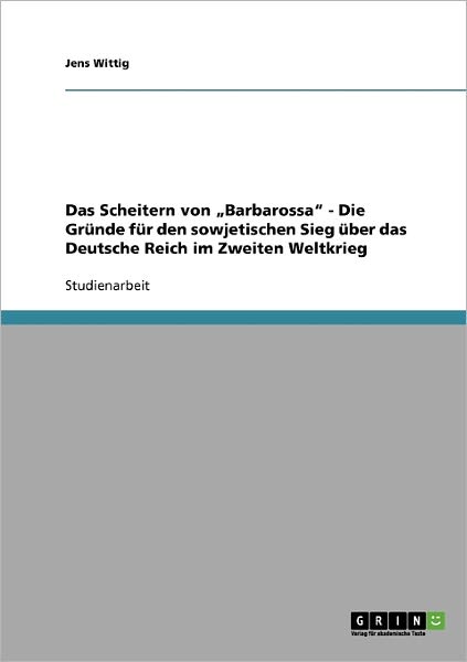 Cover for Wittig · Das Scheitern von  Barbarossa  - (Book) [German edition] (2008)
