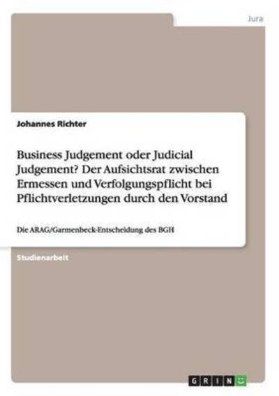 Cover for Richter · Business Judgement oder Judicia (Bog) (2016)