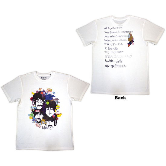 Cover for The Beatles · The Beatles Unisex T-Shirt: Yellow Submarine Heads Collage / ATN (White) (Back Print) (T-shirt) [size S] (2025)