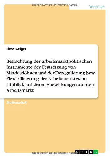 Cover for Geiger · Die arbeitsmarktpolitischen Inst (Book) [German edition] (2011)