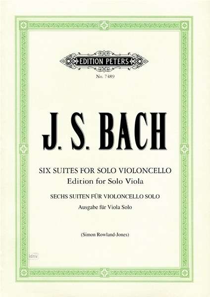 Cover for Johann Sebasti Bach · 6 Suites for Solo Violoncello BWV1007-1012 (for Viola): Transcription for Viola solo (Sheet music) (2001)