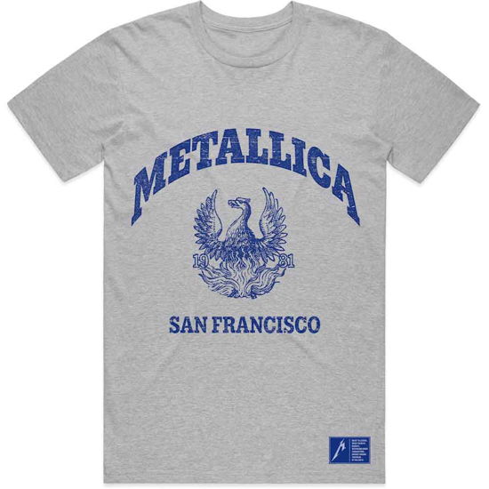 Metallica Unisex T-Shirt: College Crest - Metallica - Fanituote - PHD - 5056187734790 - perjantai 16. huhtikuuta 2021