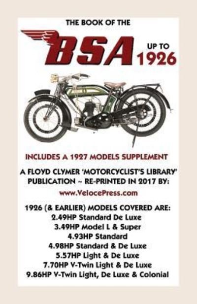 Cover for F J Camm - Waysider · Book of the BSA Up to 1926 - Includes a 1927 Models Supplement (Paperback Bog) (2017)