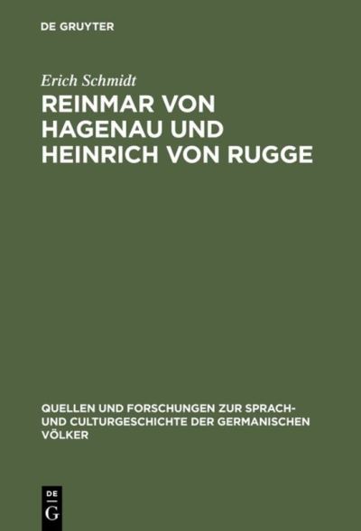 Cover for Erich Schmidt · Reinmar Von Hagenau und Heinrich Von Rugge (Book) (1901)