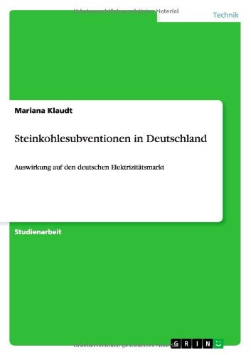 Cover for Klaudt · Steinkohlesubventionen in Deutsc (Book) [German edition] (2011)