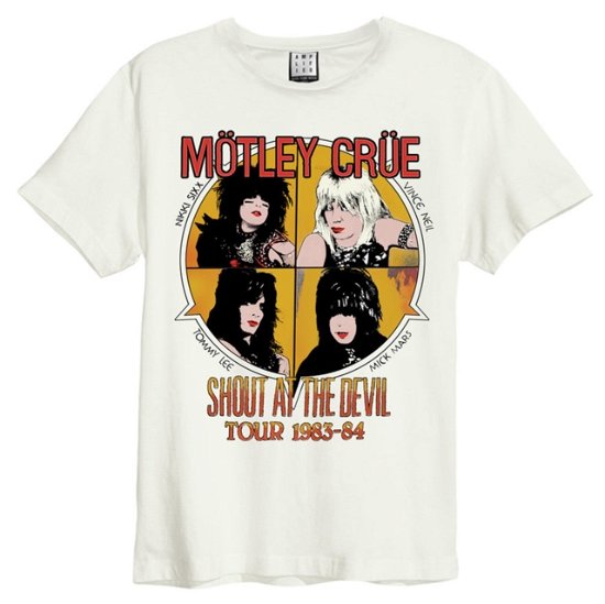 Motley Crue Shout At The Devil Amplified Vintage White Small T Shirt - Mötley Crüe - Koopwaar - AMPLIFIED - 5054488393791 - 