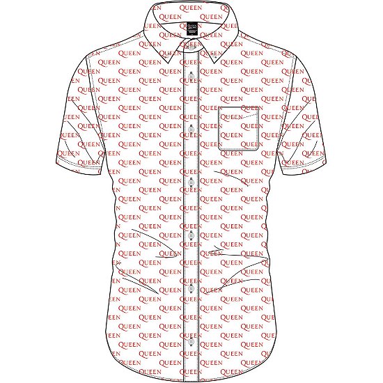 Cover for Queen · Queen Unisex Casual Shirt: Logo Pattern (All Over Print) (Kläder) [size S] [White - Unisex edition]