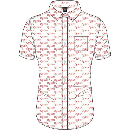 Cover for Queen · Queen Unisex Casual Shirt: Logo Pattern (All Over Print) (TØJ) [size S] [White - Unisex edition]