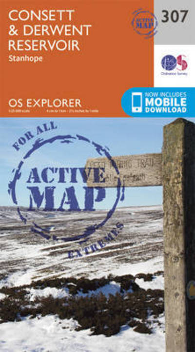 Cover for Ordnance Survey · Consett and Derwent Reservoir - OS Explorer Active Map (Map) [September 2015 edition] (2015)