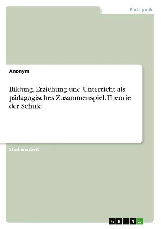 Cover for Anonym · Bildung, Erziehung und Unterrich (N/A)