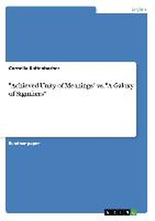 Cover for Cornelia Kaltenbacher · Achieved Unity of Meanings vs. A Galaxy of Signifiers (Paperback Book) (2007)