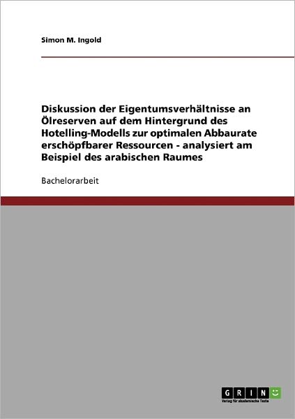 Cover for Ingold · Diskussion der Eigentumsverhältn (Book) [German edition] (2007)