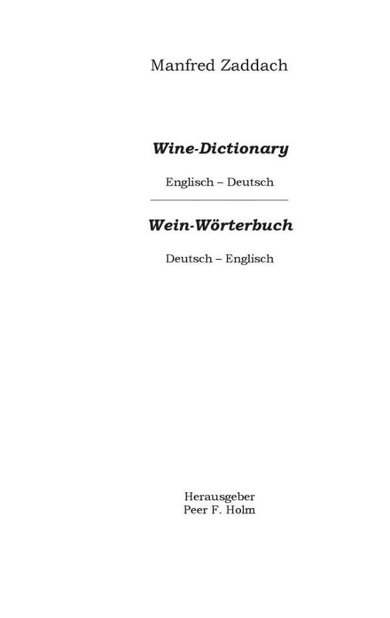 Cover for Zaddach · Weinwörterbuch Deutsch-Englisch (Book)