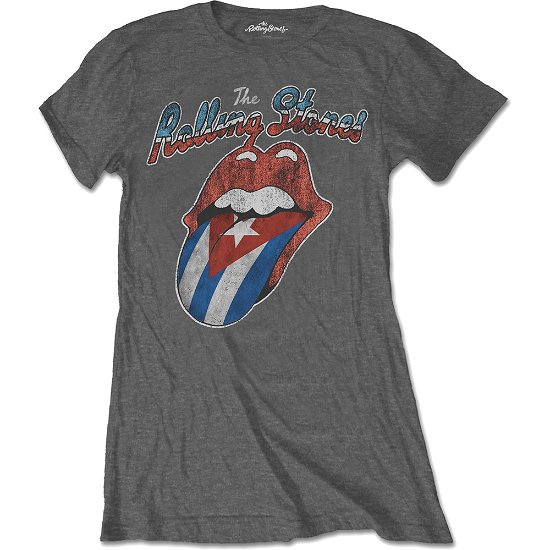 Cover for The Rolling Stones · The Rolling Stones Ladies T-Shirt: Rocks Off Cuba (T-shirt) [size L] [Grey - Ladies edition]